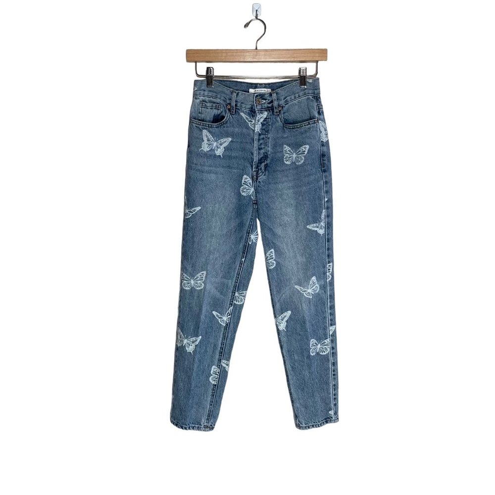 PacSun Womens 24 Ultra High Rise Slim Jeans Butterfly Print Button Fly Cotton